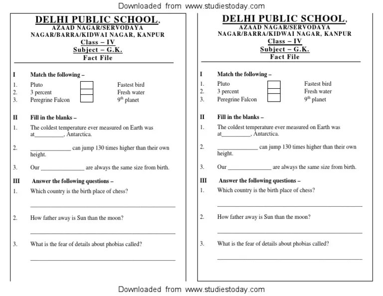 CBSE Class 4 General Knowledge Worksheets (6) - Facts File | PDF ...