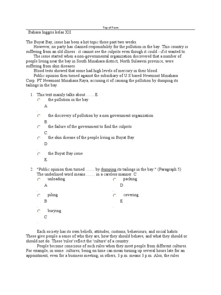 SOAL Bahasa Inggris Kelas XII | PDF | Planets | Farms