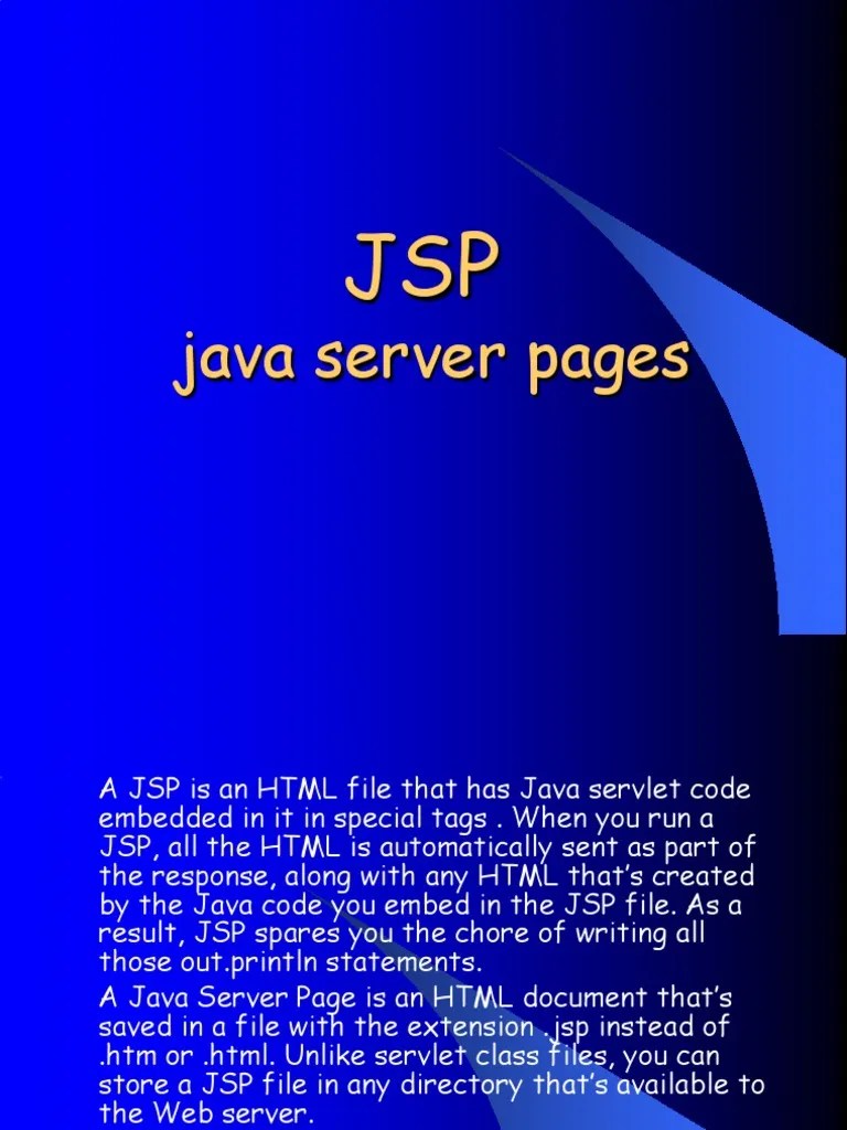JSP Java Server Pages | PDF | Java Server Pages | Java Servlet