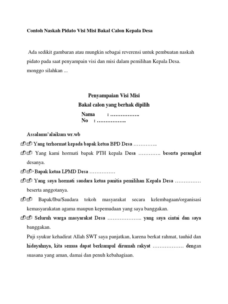 Yuk Simak Naskah Visi Misi Calon Kepala Desa [Terbaru] 