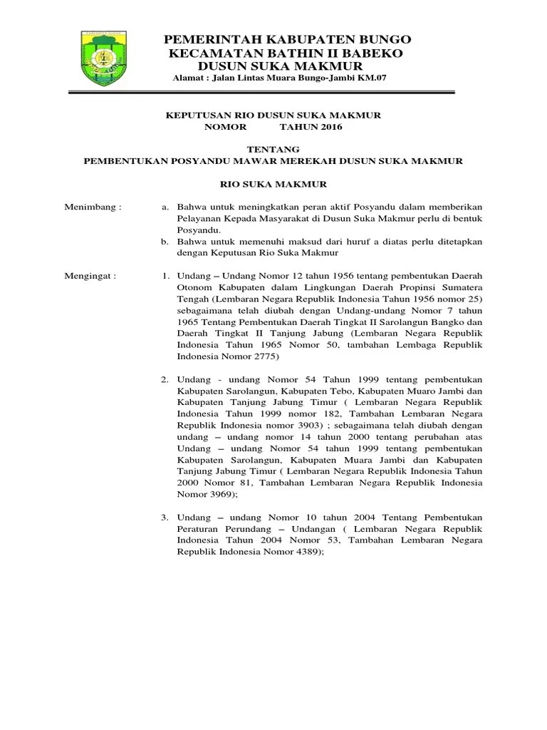 SK Kader Posyandu. Benar | PDF