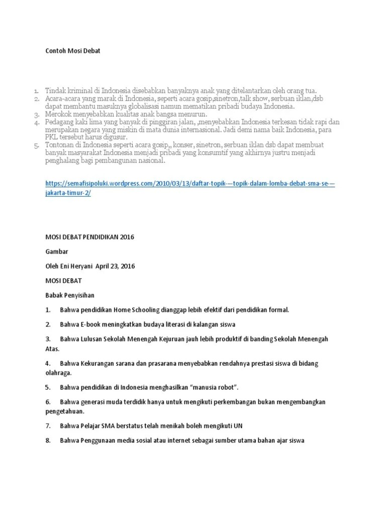 Contoh Mosi Debat | PDF