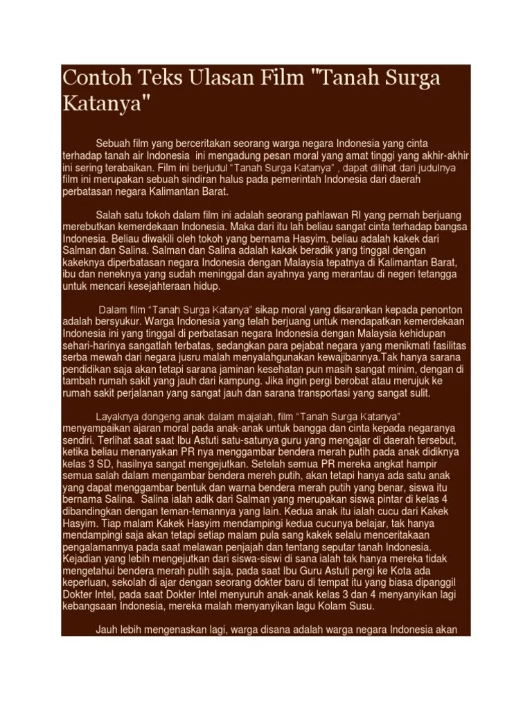 Contoh Teks Ulasan 1 Pdf Judul film tersebut adalah Tanah surga.