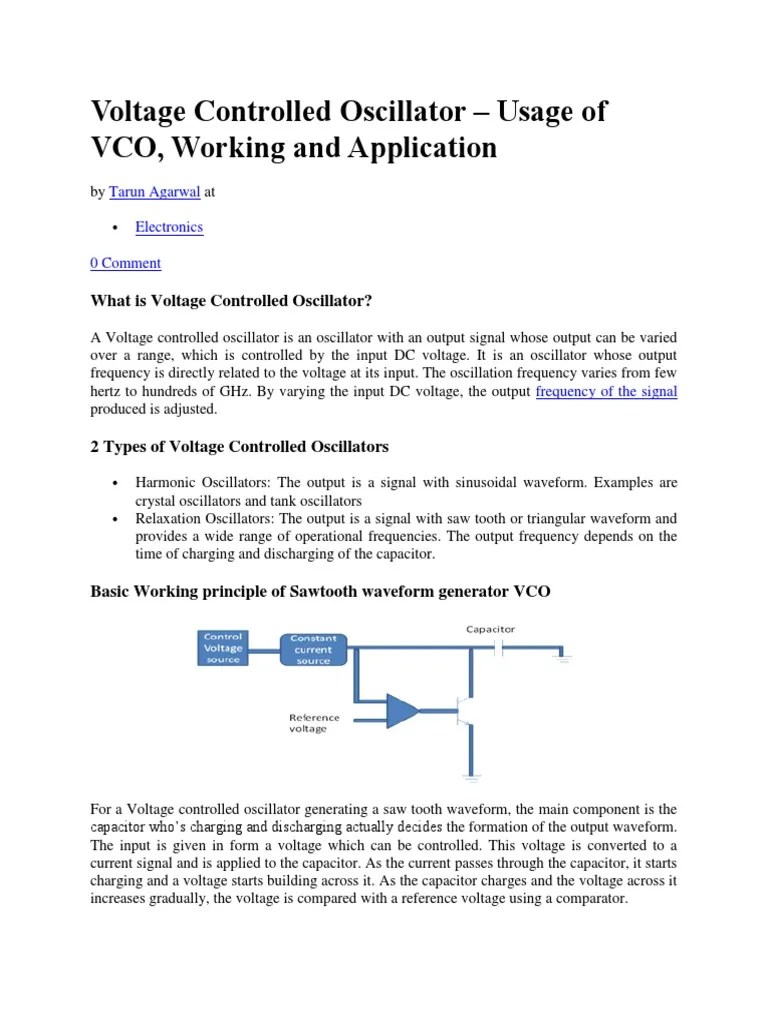 Voltage Controlled Oscillator - Usage Of VCO, Working And Application ...