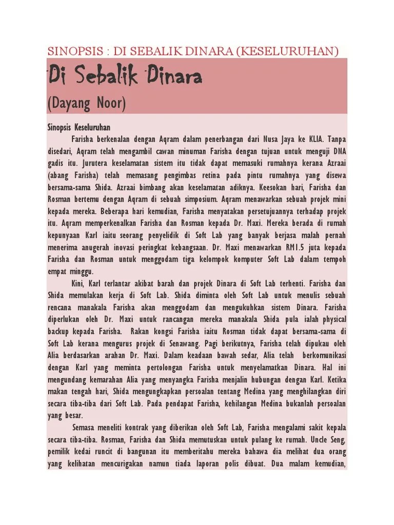 Novel di sebalik dinara : Sinopsis Keseluruhan Novel Di Sebalik Dinara Jakobedsx