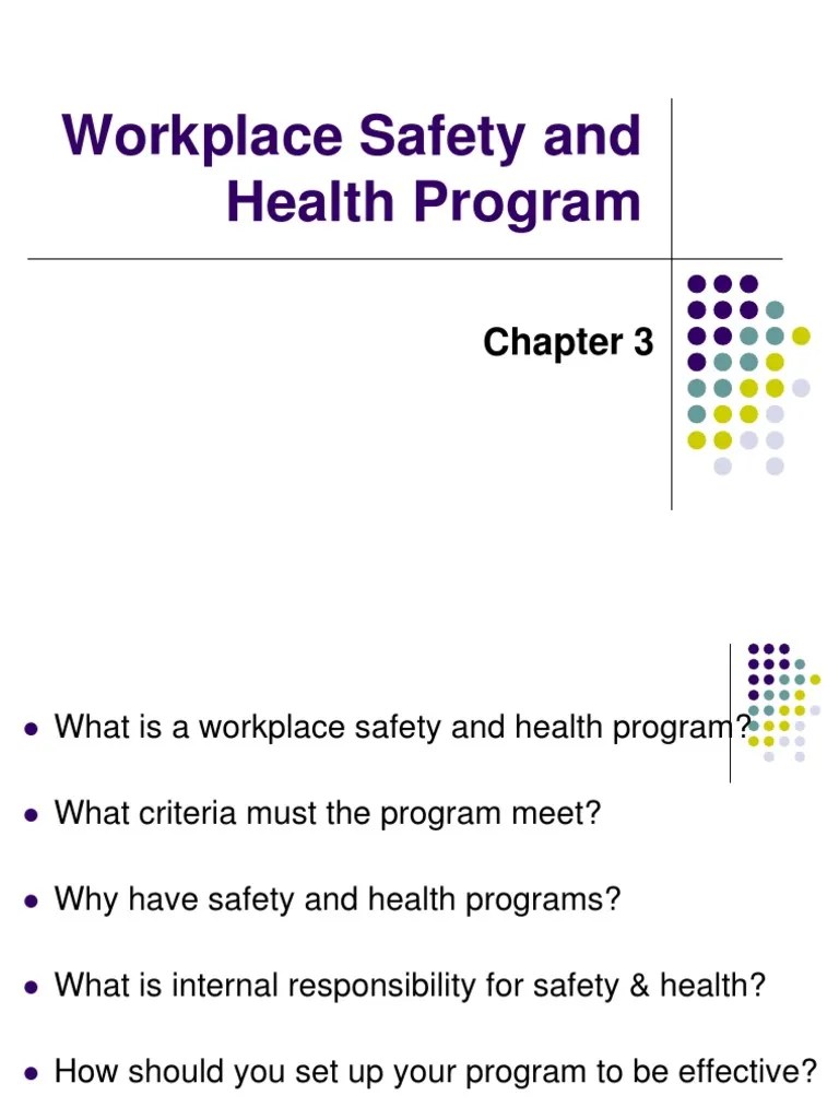 Chapter 3 Workplace Safety & Health Program | PDF | Occupational Safety ...