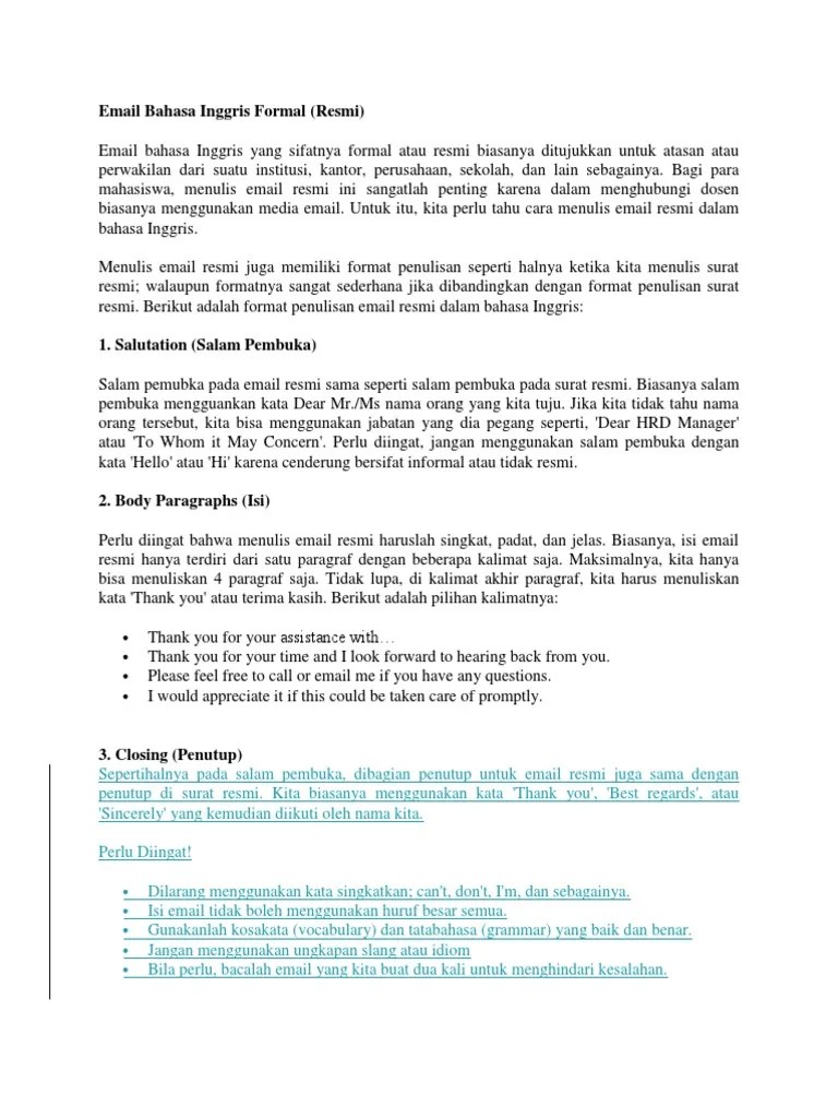 Jika dulu kebanyakan orang menggunakan surat sebagai media … Email Bahasa Inggris Formal Pdf