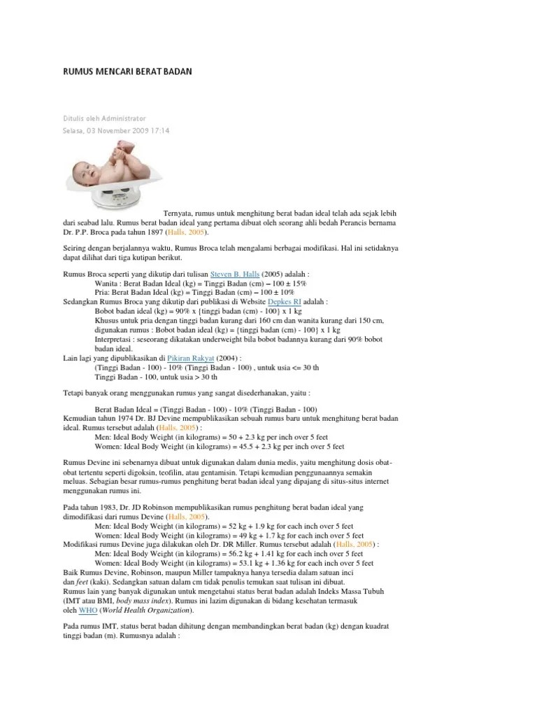 Rumus Mencari Berat Badan