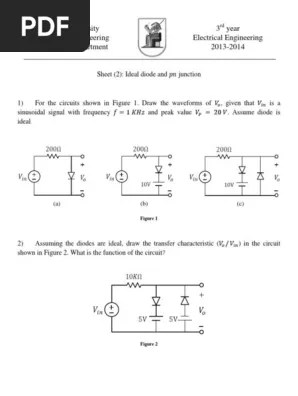 Electronics Problem Set 2 Ideal Diode And Pn Junction