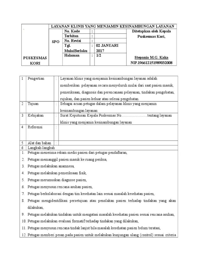 7.6.6. Ep 2 SOP Layanan Klinis Yang Menjamin Kesinambungan | PDF