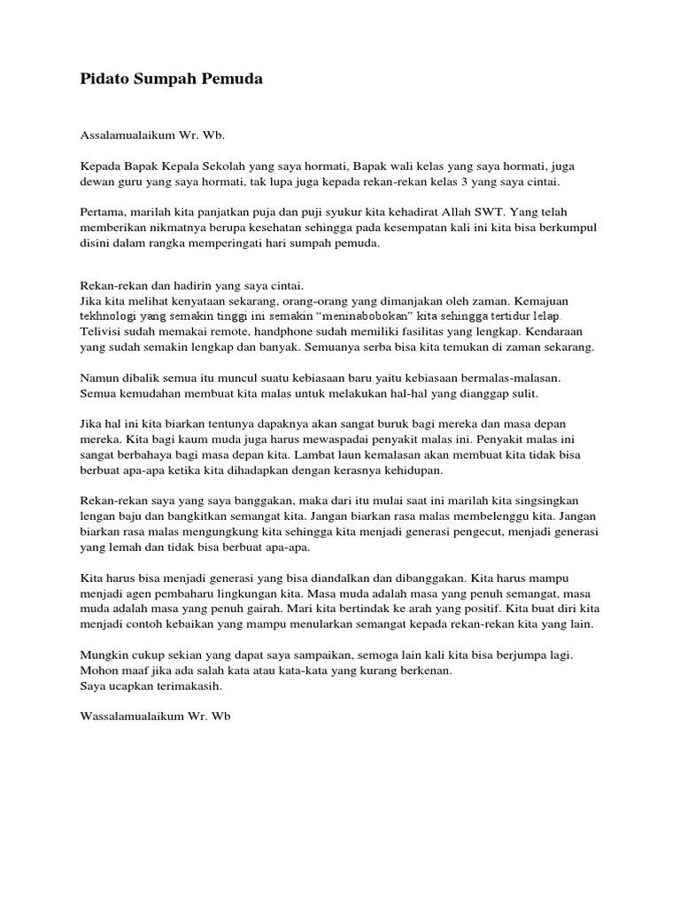 Contoh Pidato Hari Sumpah Pemuda Di Sekolah · Kumpulan Contoh Terbaru