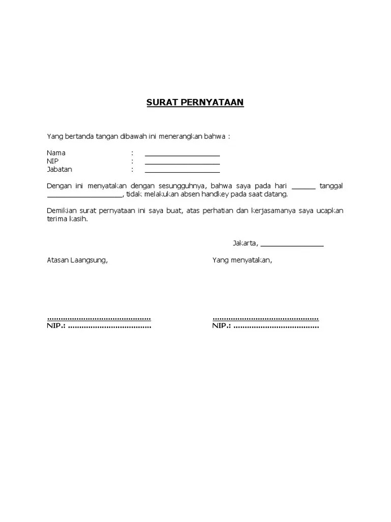 35 Contoh Surat Pernyataan Kerja Kesanggupan Diri Dll Contoh Surat 