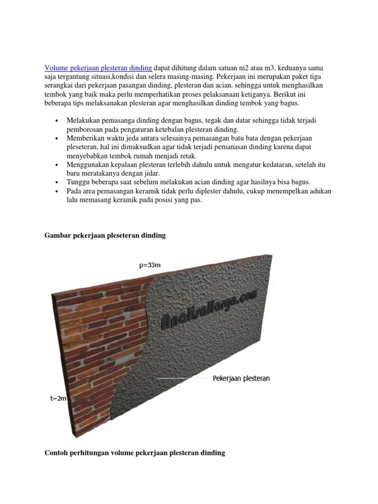 1m2 Sama Dengan Berapa M3