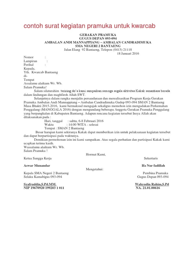 Contoh Surat Tembusan Kegiatan Pramuka Somethinglikemarshmallowbrain 