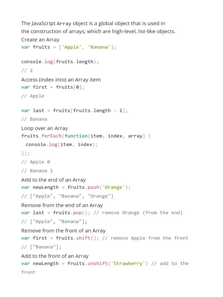 JS Arrays | PDF | Array Data Type | Array Data Structure