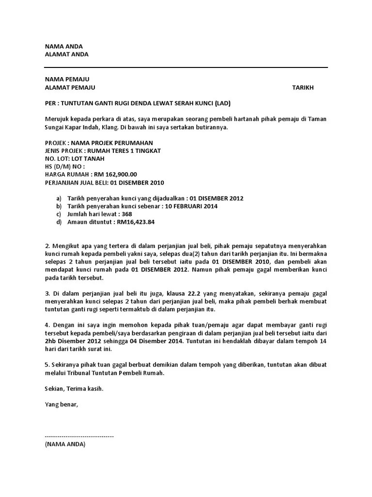Contoh Surat Ganti Rugi Kehilangan Barang 