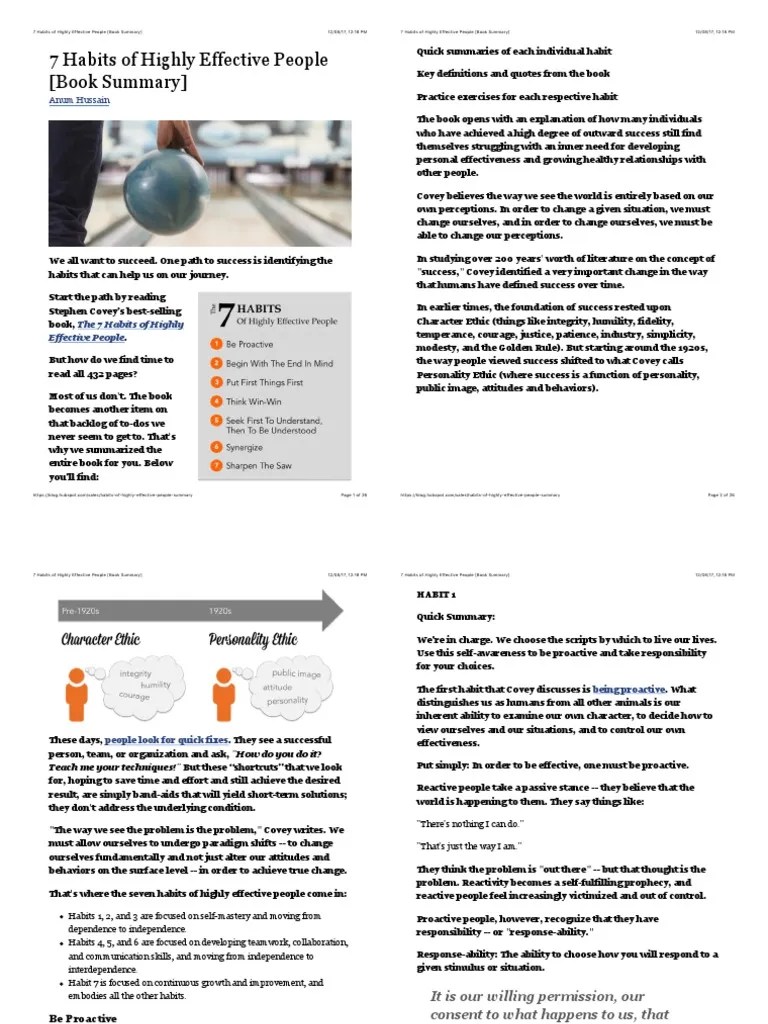 7 Habits Of Highly Effective People (Book Summary) | PDF | Motivation | Motivational