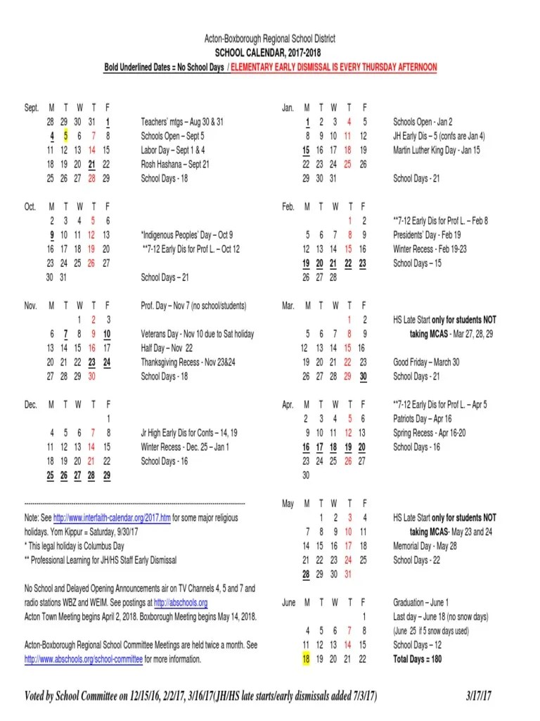 Final abrsd school calendar 2017-2018