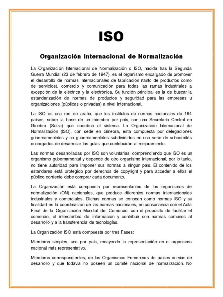 Organización Internacional De Normalización | PDF | Organización ...