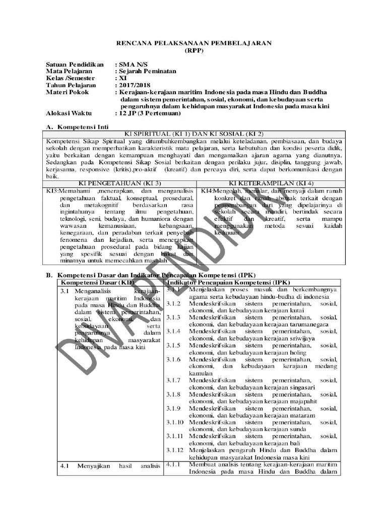 Untuk mendapatkan atau mendownload perangkat pembelajaran berupa download silabus dan rpp ekonomi kelas x k13 revisi 2018 sangatlah mudah, caranya anda hanya tinggal klik beberapa tautan di bawah yang telah kami sediakan. Rpp Revisi 2017 Sejarah Peminatan Kelas 11 Sma Pdf