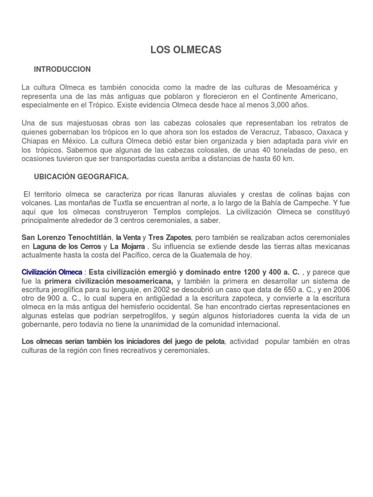 Los Olmecas | PDF | Mesoamérica | Arqueología