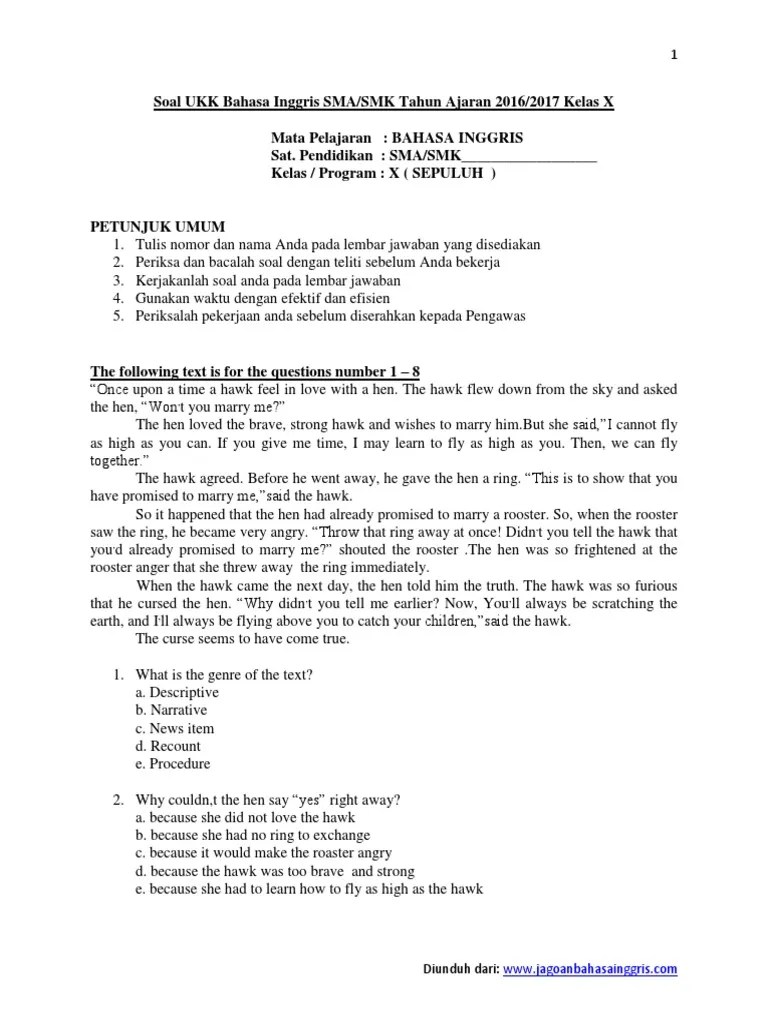 Top pdf soal dan jawaban latihan ukk (uas) bahasa inggris kelas 10 (x) dikompilasi oleh 123dok.com. Soal Ukk Bahasa Inggris Sma Smk Kelas X Pdf