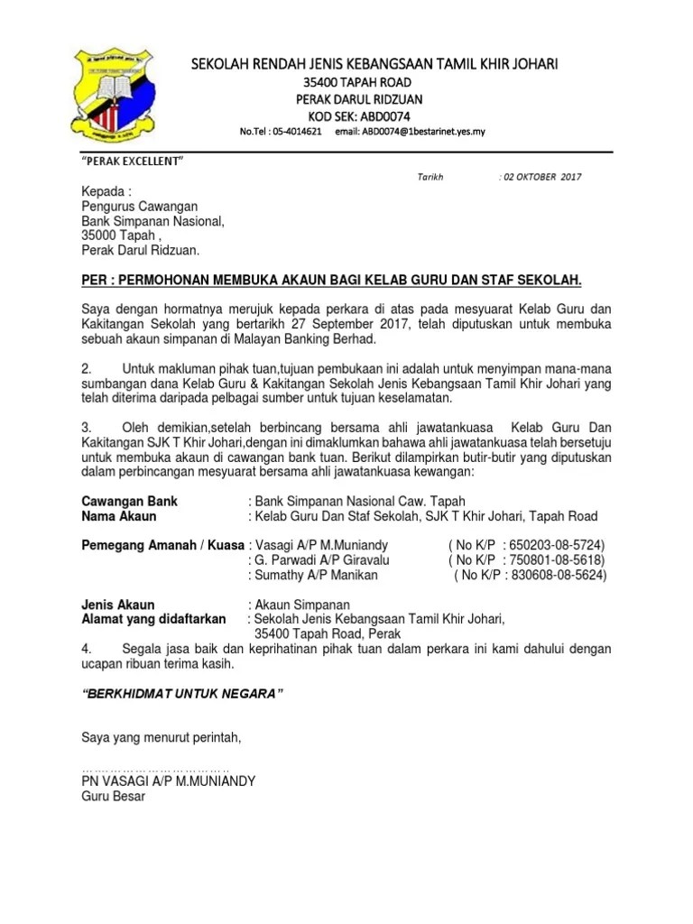 Surat rasmi permohonan buka maybank contoh surat buka akaun bank untuk pekerja. Surat Buka Akaun Bank Kelab Guru Bank Rakyat Pdf