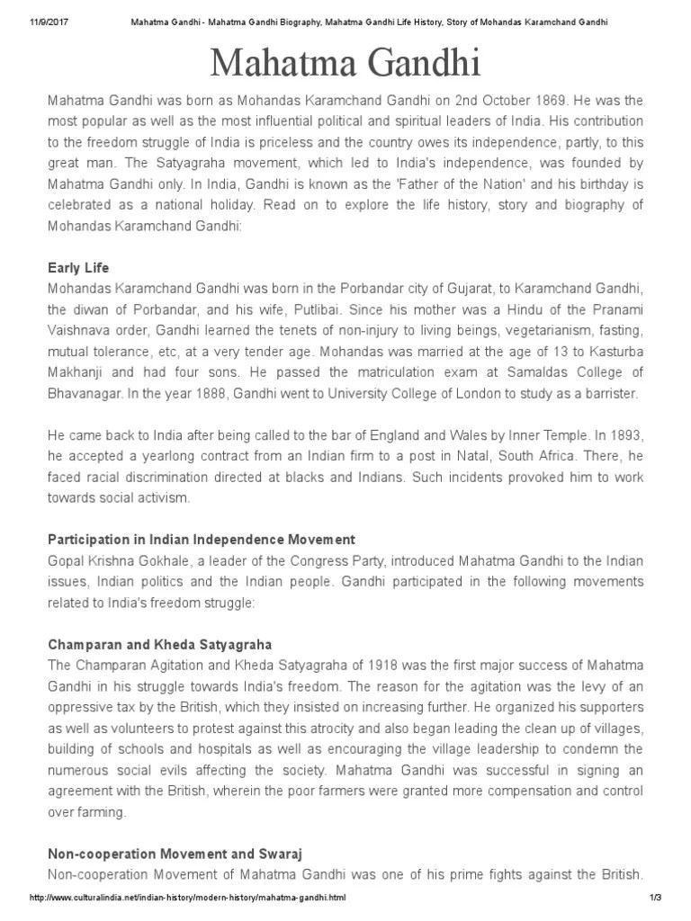 Mahatma Gandhi - Mahatma Gandhi Biography, Mahatma Gandhi Life History ...