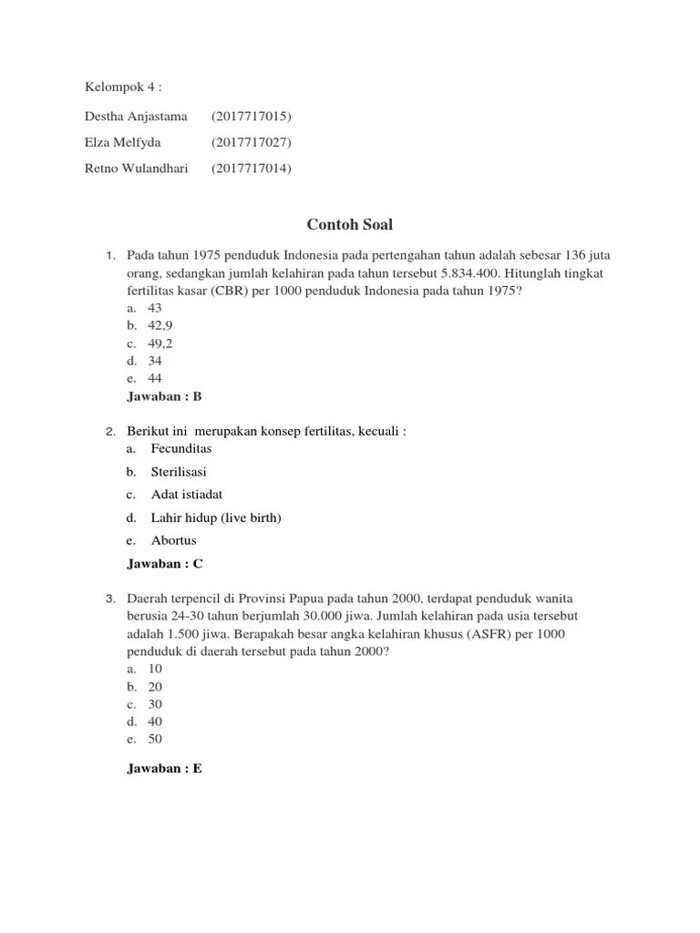 Soal Kependudukan Kelompok 4 | PDF