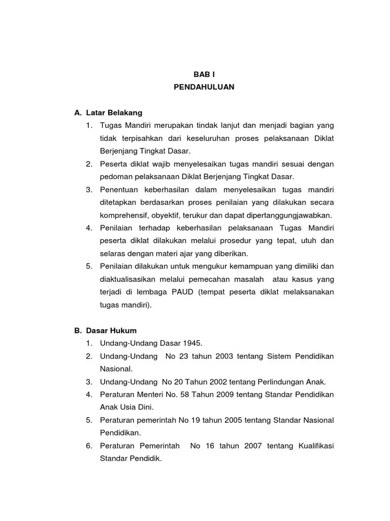 contoh laporan kegiatan pkb i. Contoh Laporan Tugas Mandiri Diklat Dasar Paud 2019 Seputar Laporan