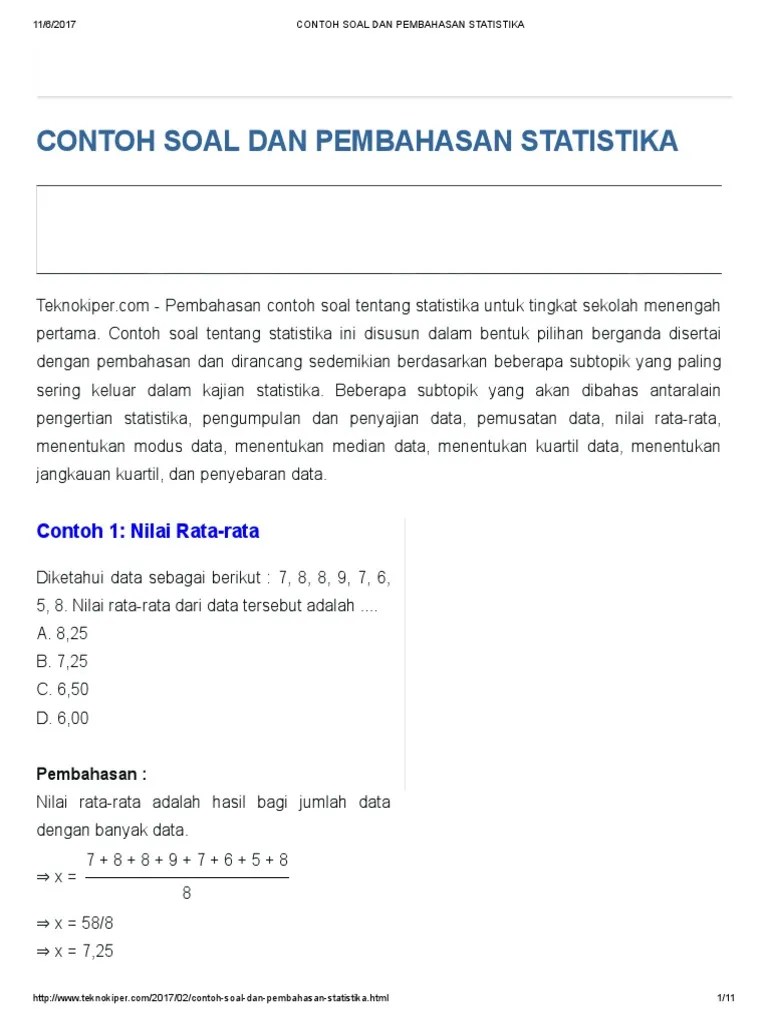 Artikel ini pembahasan soal sejarah kelas 12 xii sma ma stm smk soal pg atau essay soal dan jawaban statistika kumpulan contoh surat dan . Contoh Soal Dan Jawaban Penyajian Data Statistik
