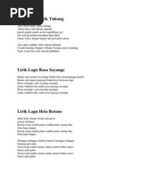 Aku duwe pithik cilik, wulune brintik. Lagu Daerah Pdf