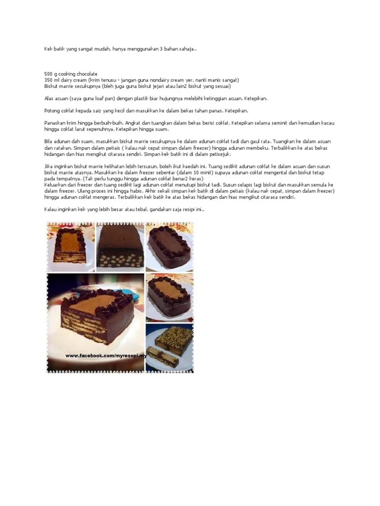 Sajian Resepi kek batik mudah dan cepat - Foody Bloggers Sajian Resepi kek batik mudah dan cepat - Foody Bloggers