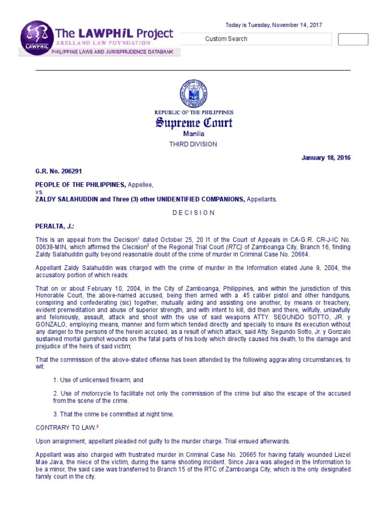 625, G.R. No. 206291 People Vs Salahuddin | PDF | Witness | Testimony