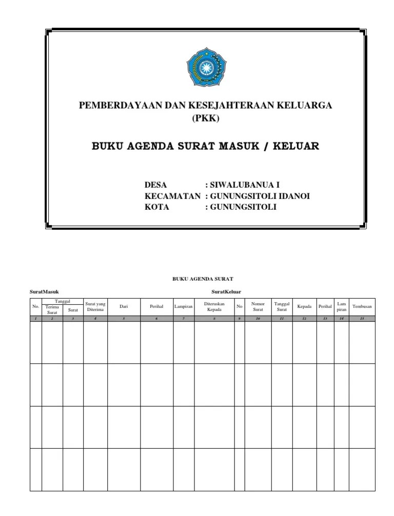 Rekap data buku agenda surat masuk dan keluar di. Buku Agenda Surat Pdf