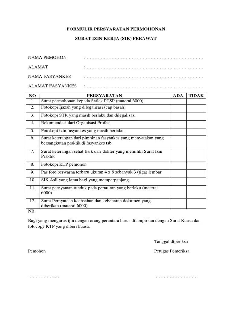 Formulir Persyaratan Permohonan Sik | PDF