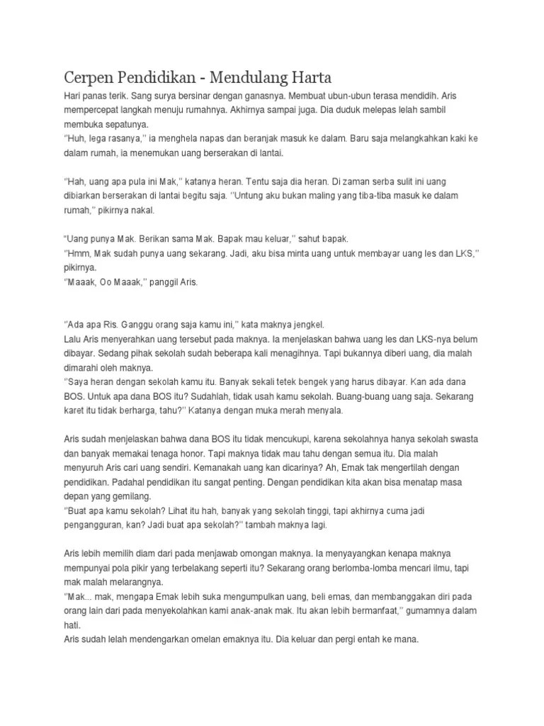 baru contoh cerpen singkat terbaik, pendidikan, persahabatan, lucu, beserta analisis struktur teksnya orientasi komplikasi resolusi brainly. Cerpen Pendidikan Pdf