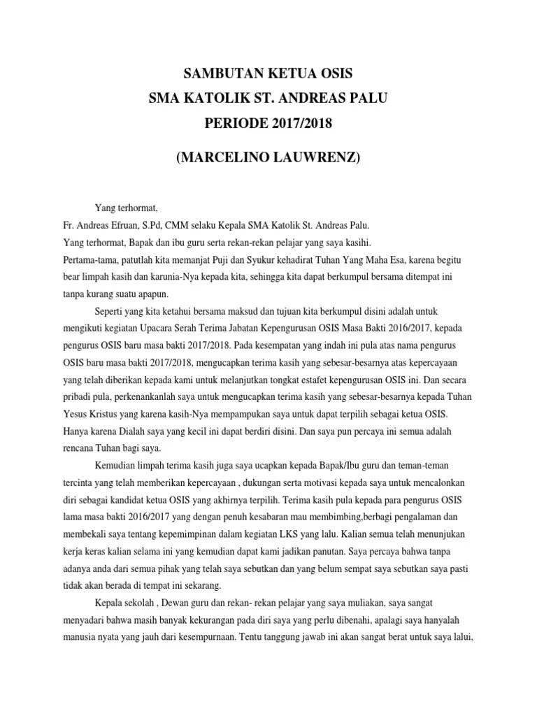 Pidato Ketua Osis Lama – Pigura