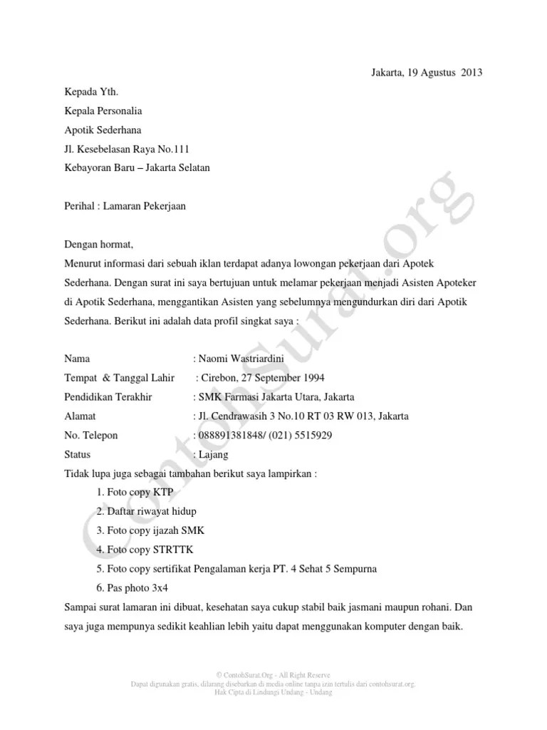 Surat Lamaran Kerja Dan Cv Untuk Pbf Pt Bsp Pdf 