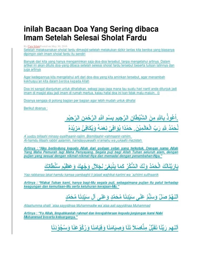 Inilah Bacaan Doa Yang Sering Dibaca Imam Setelah Selesai Sholat Fardu ...