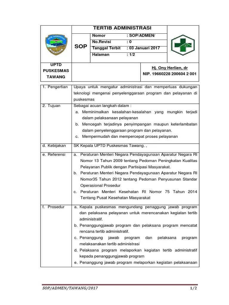 Sop Tertib Administrasi | PDF