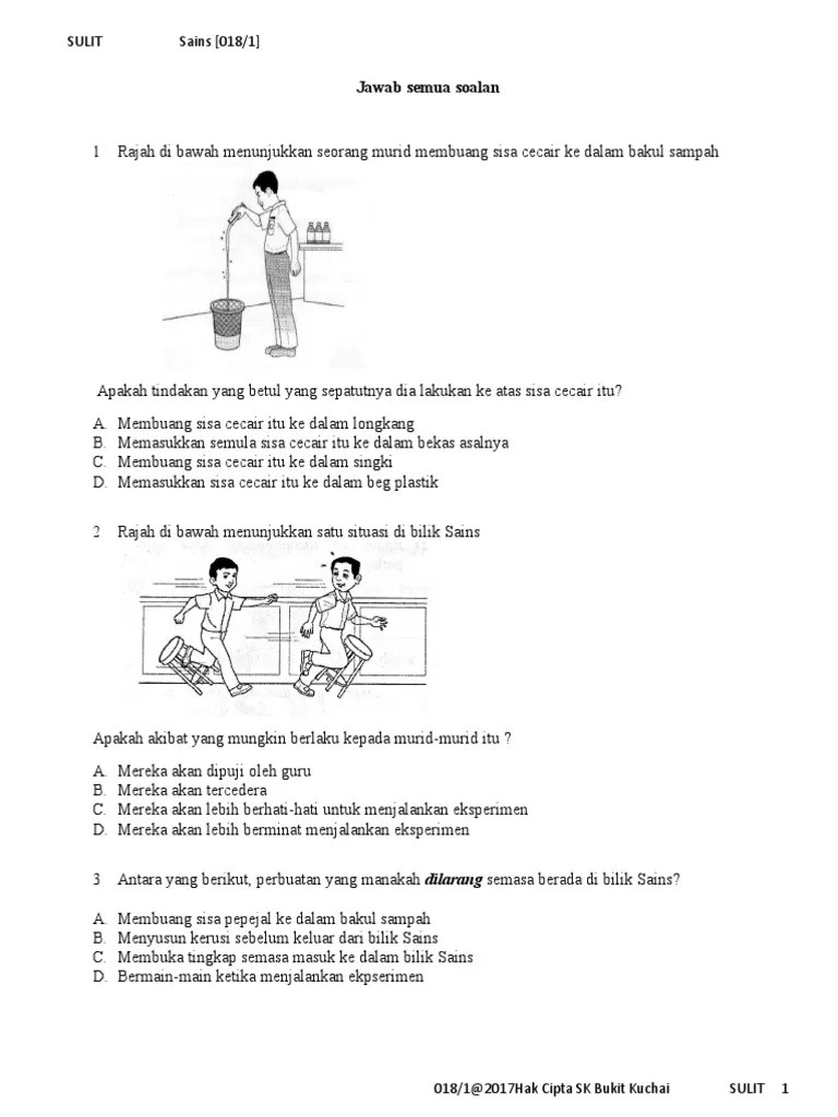 Sekolah kebangsaan taman puteri ujian 1 dunia sains dan teknologi kertas 2 tahun 3 (2017) ( 1 jam ) nama Soalan Sains Tahun 1 Ujian 5 Bulan Mac 2017 (1).doc