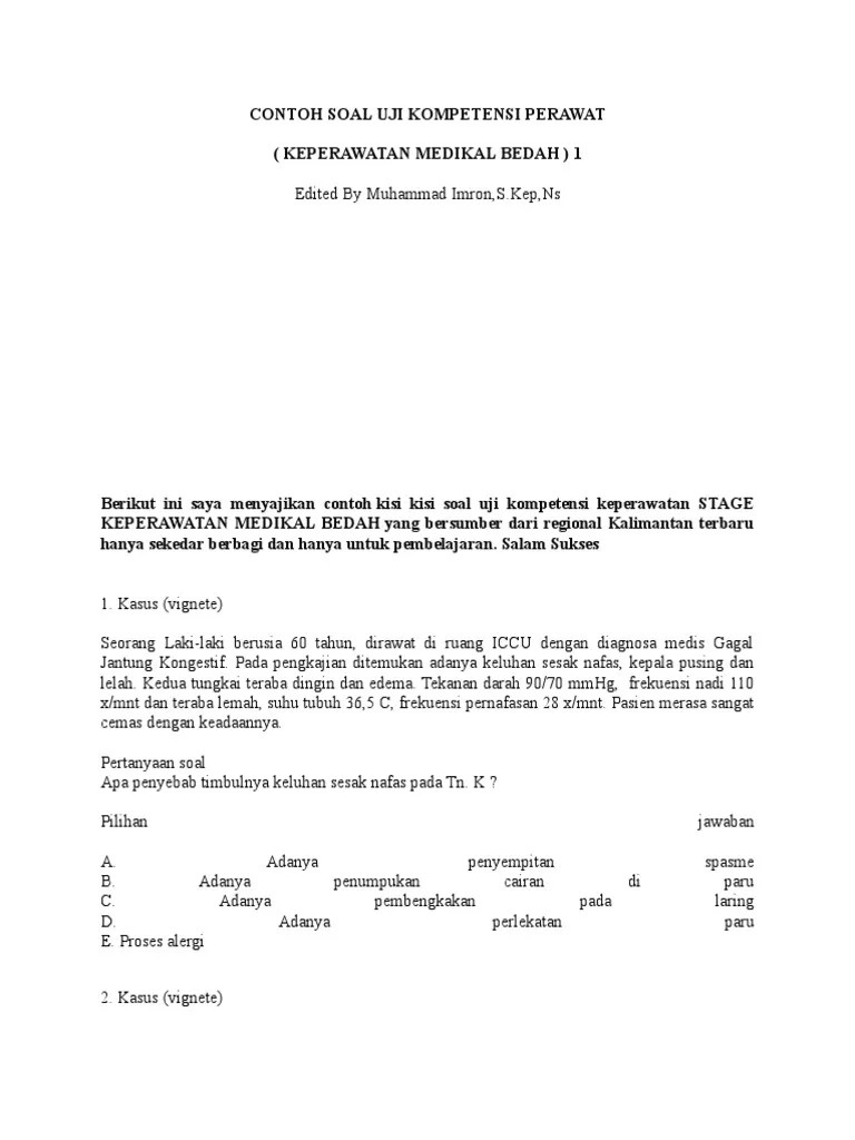 Contoh soal kasus dan jawaban keperawatan gawat darurat cute766. Contoh Soal Uji Kompetensi Keperawatan Medikal Bedah Beserta Kunci Jawaban Dapatkan Contoh