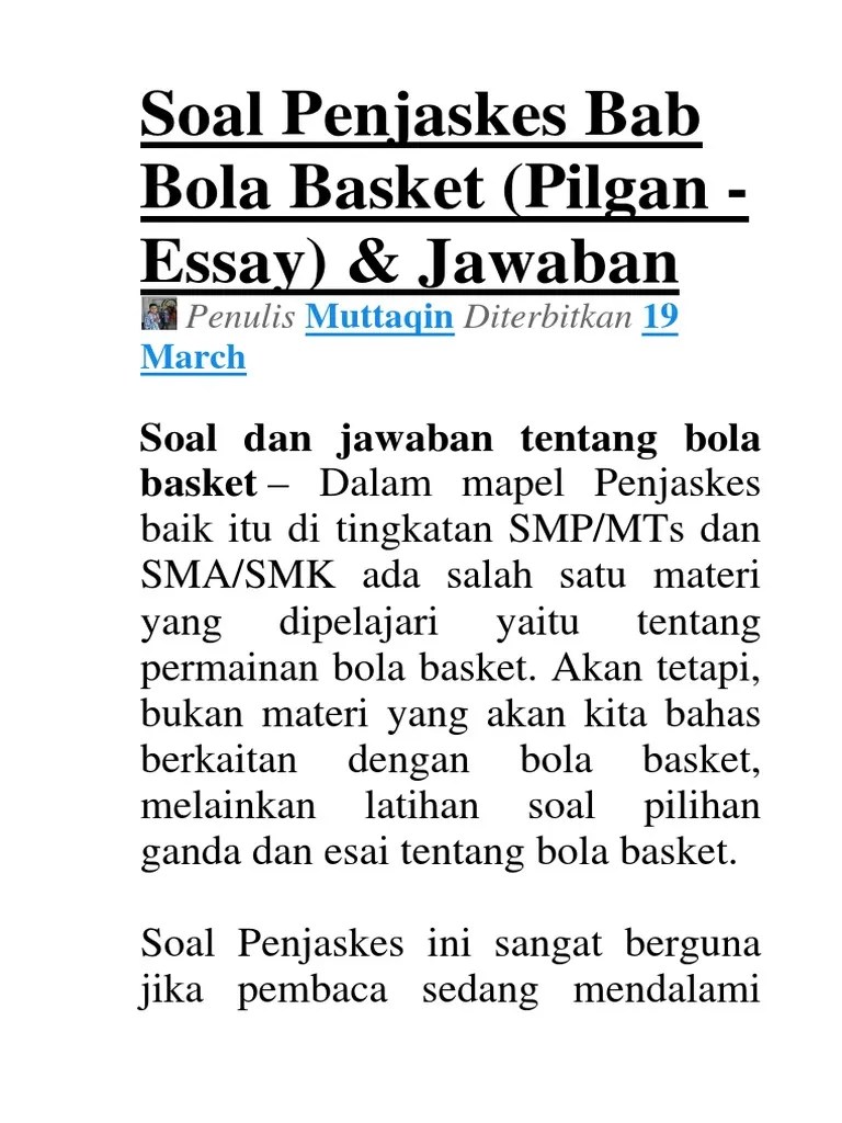 Soal penjaskes kelas 11 sma ma 2019 dan kunci jawaban. Contoh Soal Penjaskes Bola Basket Beserta Jawaban Kumpulan Contoh Surat Dan Soal Terlengkap