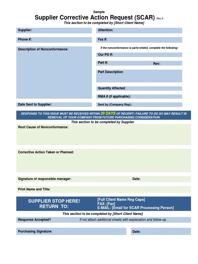 How to start a cover letter. Template - Supplier Corrective Action Request
