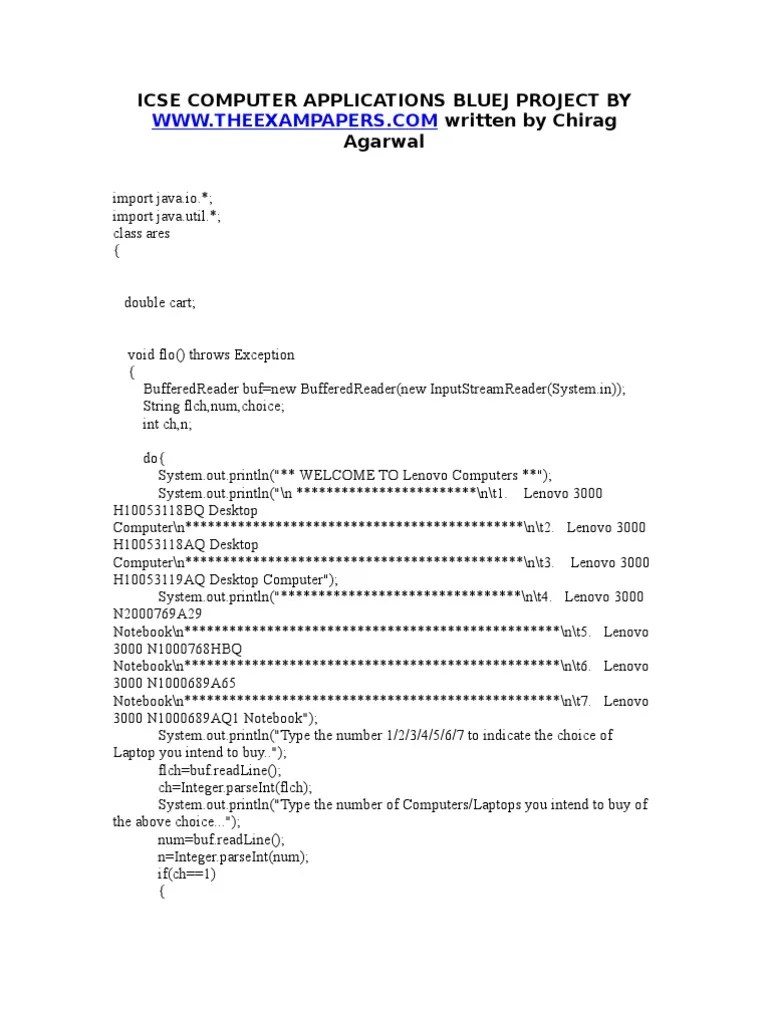 ICSE Computer Project | PDF | Laptop | Fee