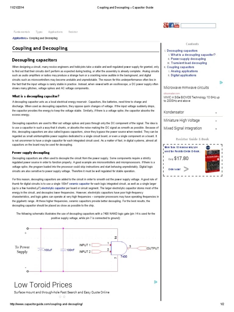 Coupling And Decoupling Capacitor Guide Capacitor