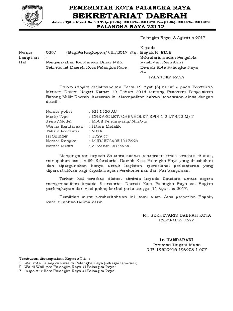 Contoh Surat Penarikan Kendaraan Dari Leasing Contoh