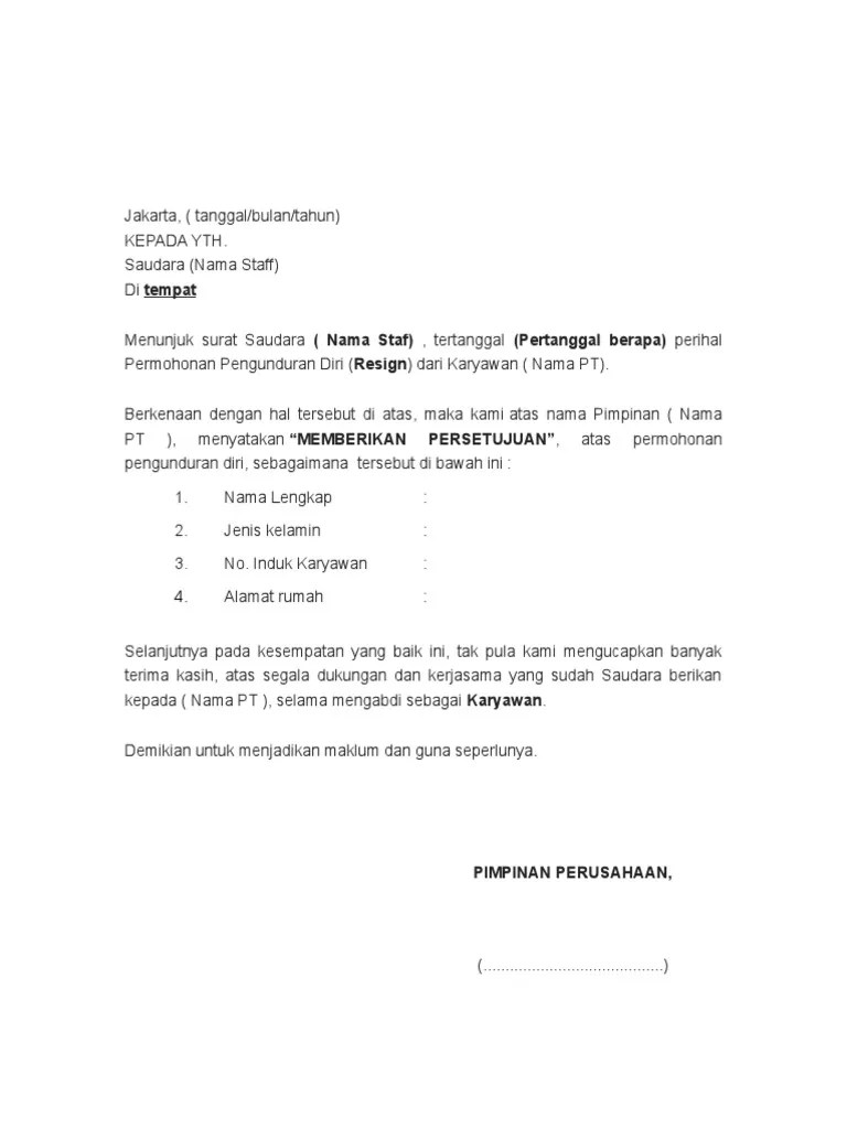 Text of contoh surat balasan penelitian. Contoh Surat Balasan Resign Ke Karyawan Pdf