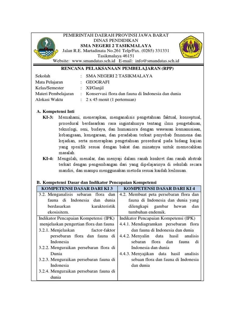 Annisa sabrina x mipa 2 sma negeri 39 jakarta jalan ra. Rpp Konservasi Flora Dan Fauna Di Indonesia Dan Dunia Pdf